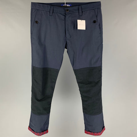 JUNYA WATANABE x Hervier Productions Size L Navy Red Paisley Wool Back Belt Pants
