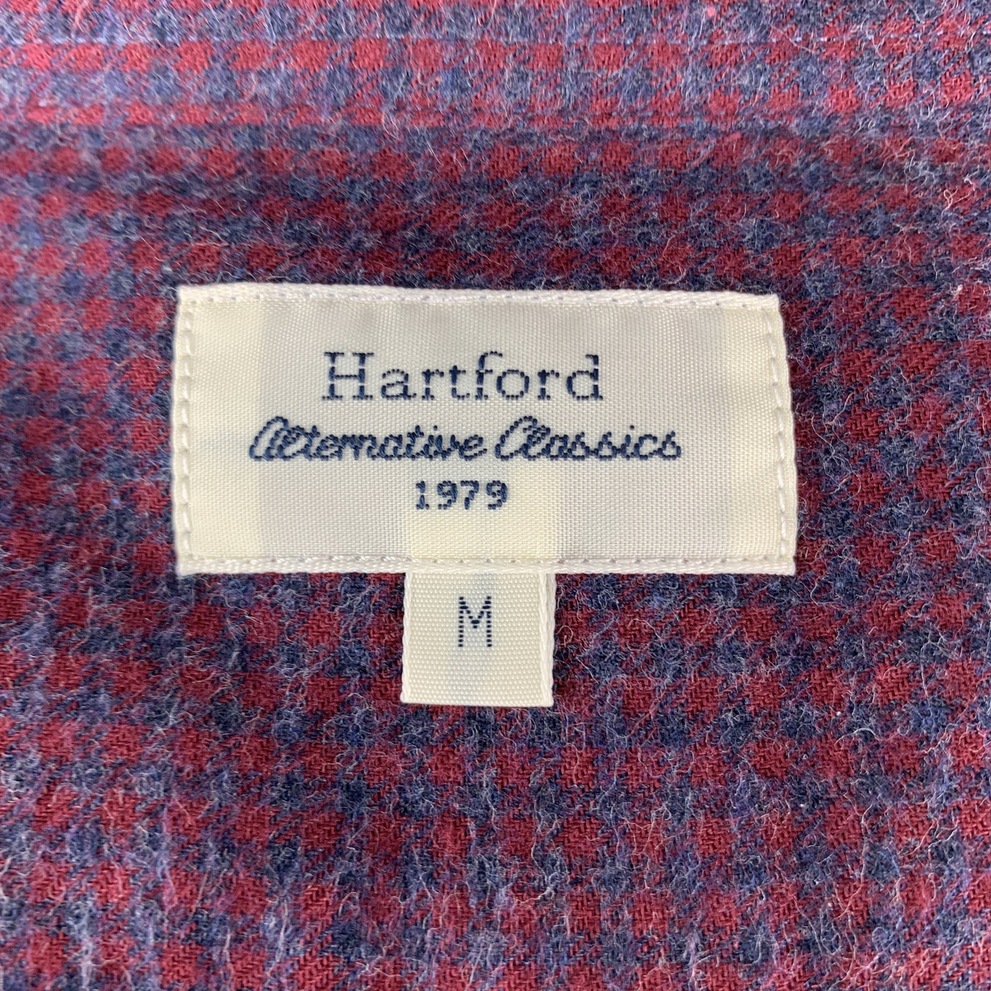 HARTFORD Size M Burgundy & Navy Plaid Cotton Button Up Long Sleeve Shirt