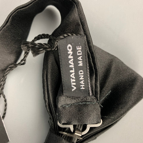 VITALINO PANCALDI Black Pleated Silk Satin Bow Tie