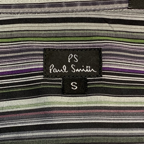 PS by PAUL SMITH Size S Gray & Black Stripe Cotton French Cuff Long Sleeve Shirt