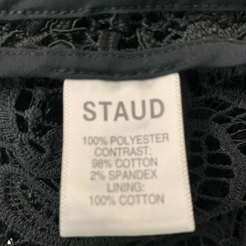 STAUD Size M Black Guipure Polyester Button Up Shirt