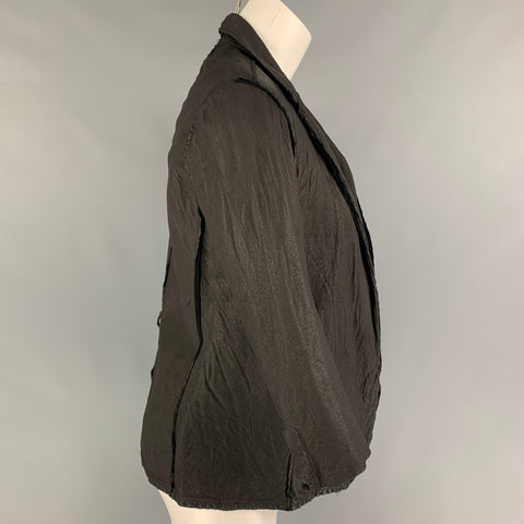 HAZEL BROWN Size M Grey Distressed Open Front Jacket