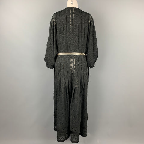 DIEGO BINETTI Size XS Black & Silver Polyester Pleated Long Nucleus Dress