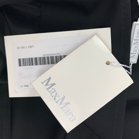 MAX MARA Size 12 Black Cotton Notch Lapel Jacket