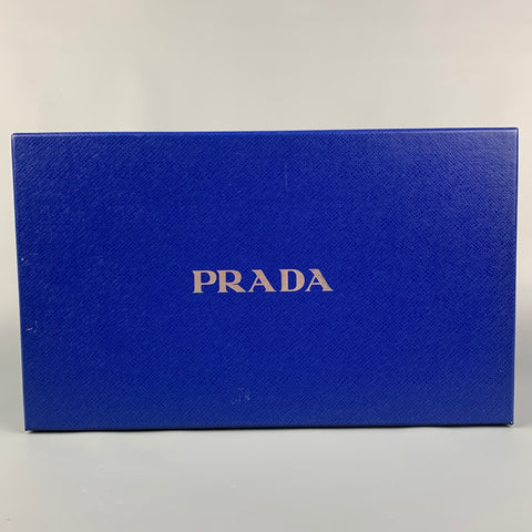 PRADA Size 9 Blue & Orange Color Block Acetate Ankle Strap Sandals