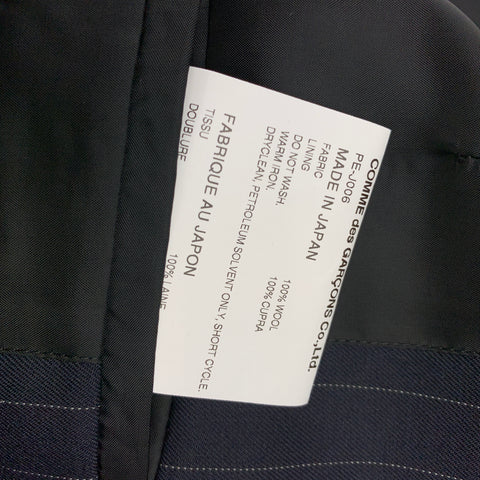 COMME des GARCONS HOMME PLUS Size M Navy Stripe Ruffle Cut Out Notch Lapel Coat