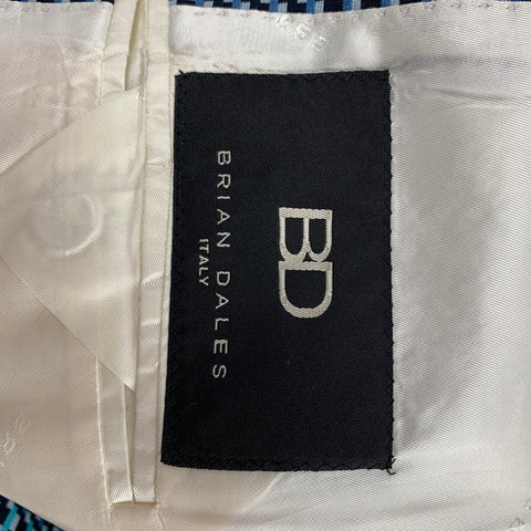 BRIAN DALES Size 42 Black & Blue Geometric Cotton Blend Sport Coat