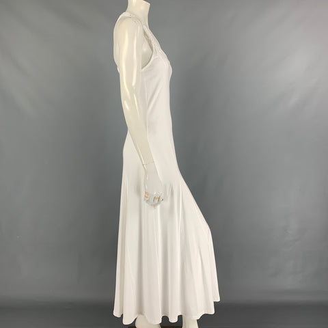 RALPH LAUREN Black Label Taille M Robe longue en coton blanc au crochet Racerback
