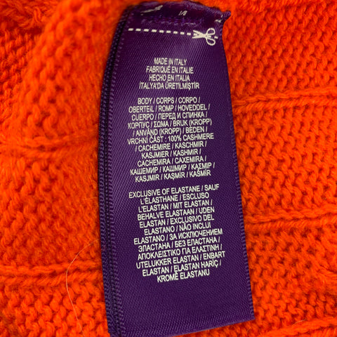 RALPH LAUREN Collection Size L Orange Cashmere Cable Knit Crew-Neck Sweater