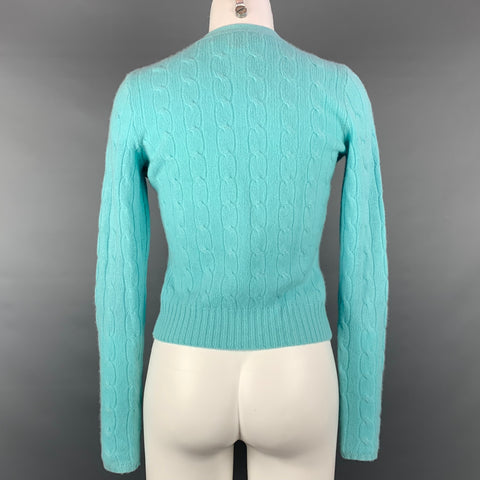 RALPH LAUREN Black Label Size S Turquoise Knitted Cashmere Cardigan