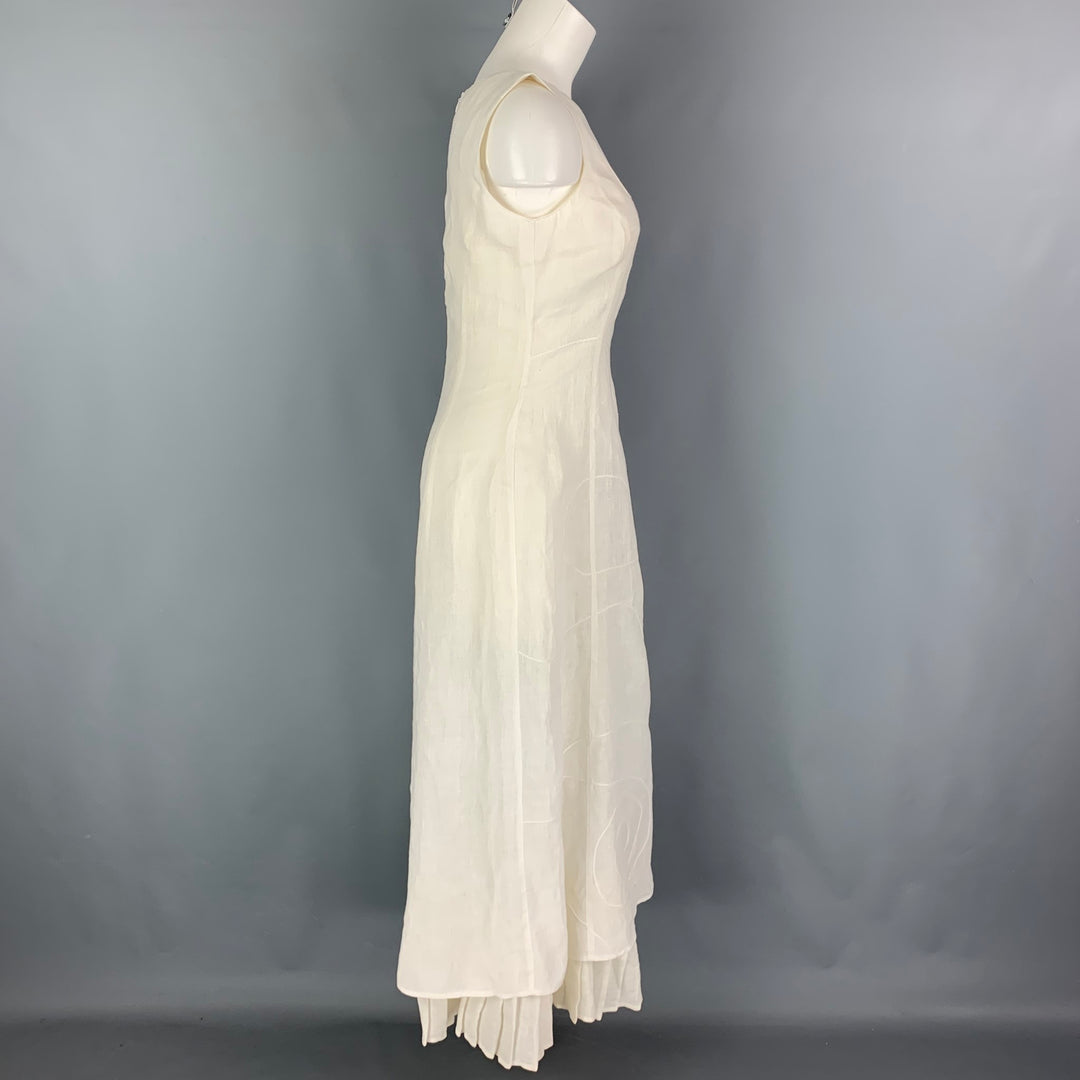 SONIA SPECIALE Size M White Embroidered Sleeveless Long Dress