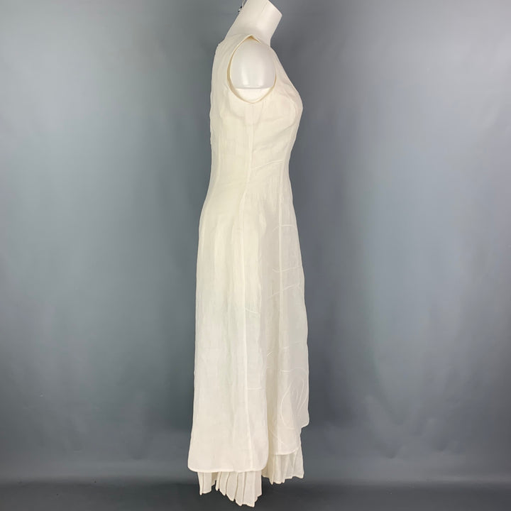 SONIA SPECIALE Size M White Embroidered Sleeveless Long Dress