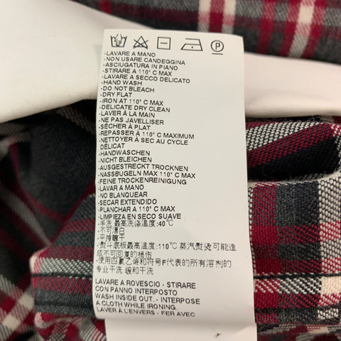 DSQUARED2 Taille S Chemise à manches longues en coton à carreaux gris noir rouge
