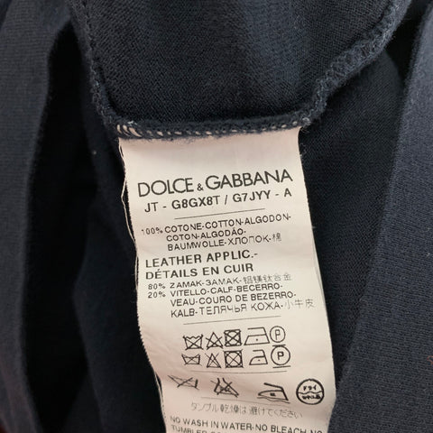 DOLCE & GABBANA Size M Navy Cotton Crew-Neck T-shirt