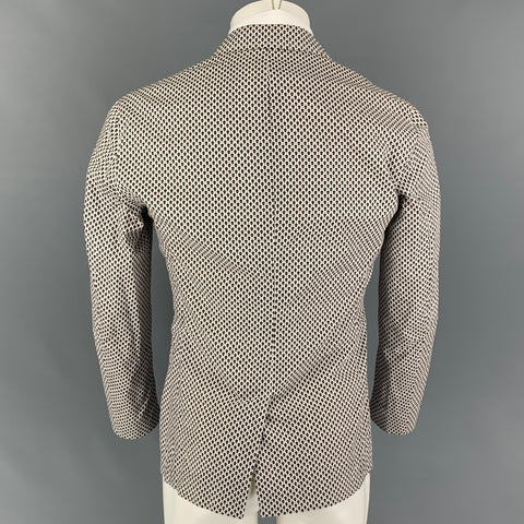 ALEXANDER MCQUEEN Size 34 White Navy Red Skulls Cotton Sport Coat