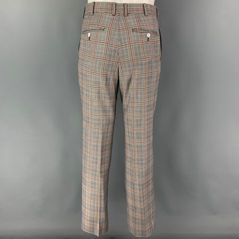 BLACK FLEECE Taille 38 Gris Marine Blanc Plaid Laine Notch Revers Costume