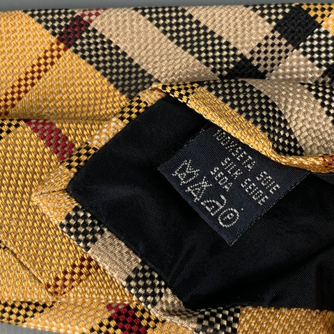 BURBERRY LONDON Beige Red Blue Plaid Silk Tie