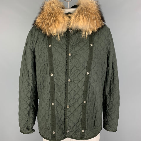 NEMEN by FINEST CLOTH Taille L Manteau à capuche en nylon et polyester vert olive