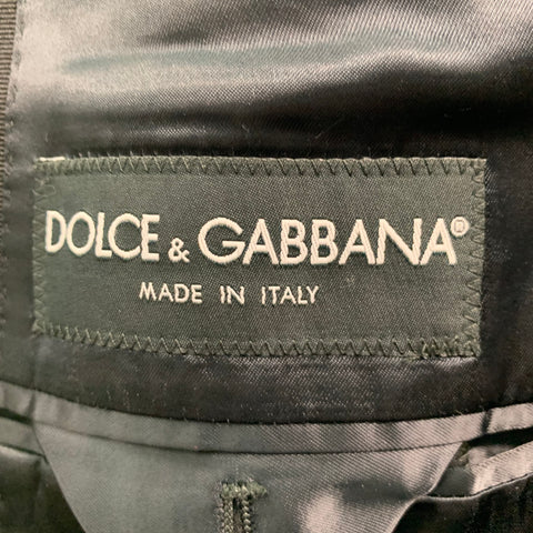 DOLCE & GABBANA Size 38 Black Sequined Peak Lapel Sport Coat