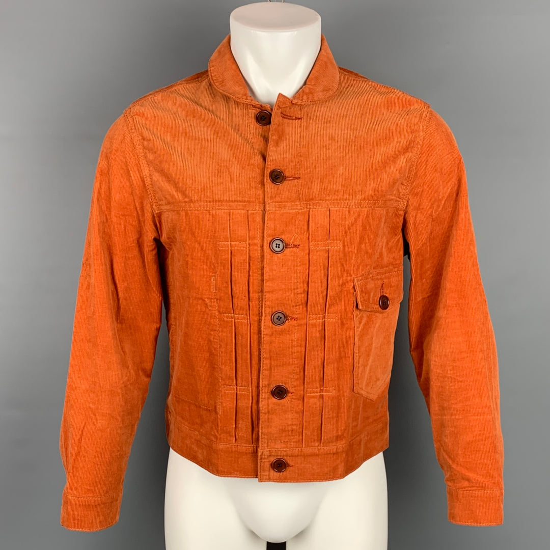 OSCAR H. GRAND Size S Orange Corduroy Buttoned Jacket