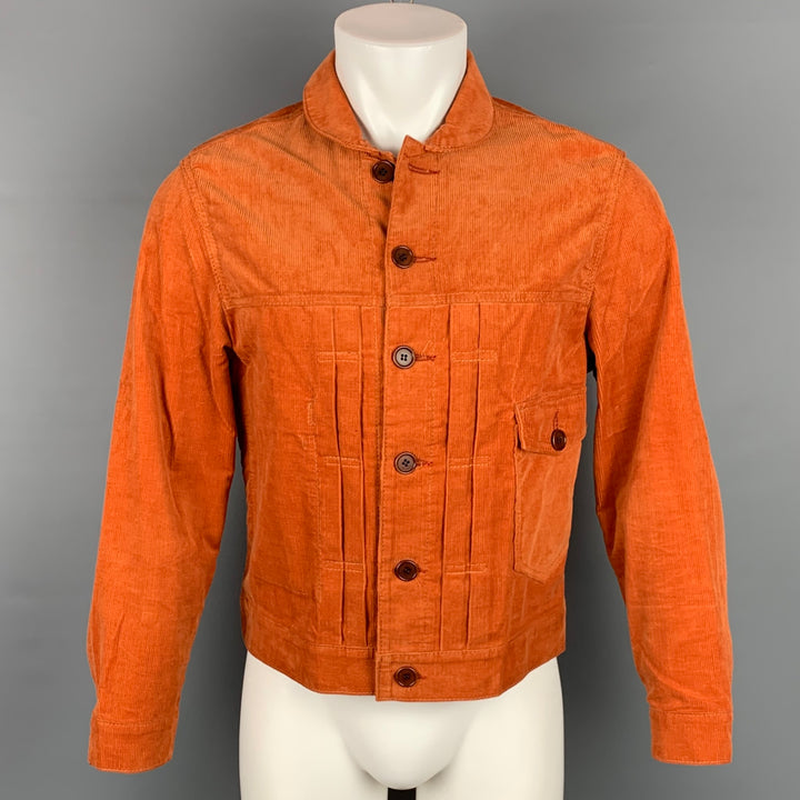 OSCAR H. GRAND Size S Orange Corduroy Buttoned Jacket