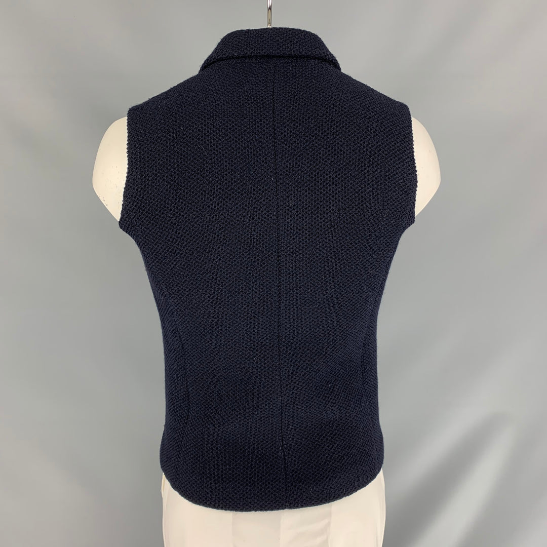 EMPORIO ARMANI Size 48 Navy Waffle Knit Virgin Wool Blend Vest