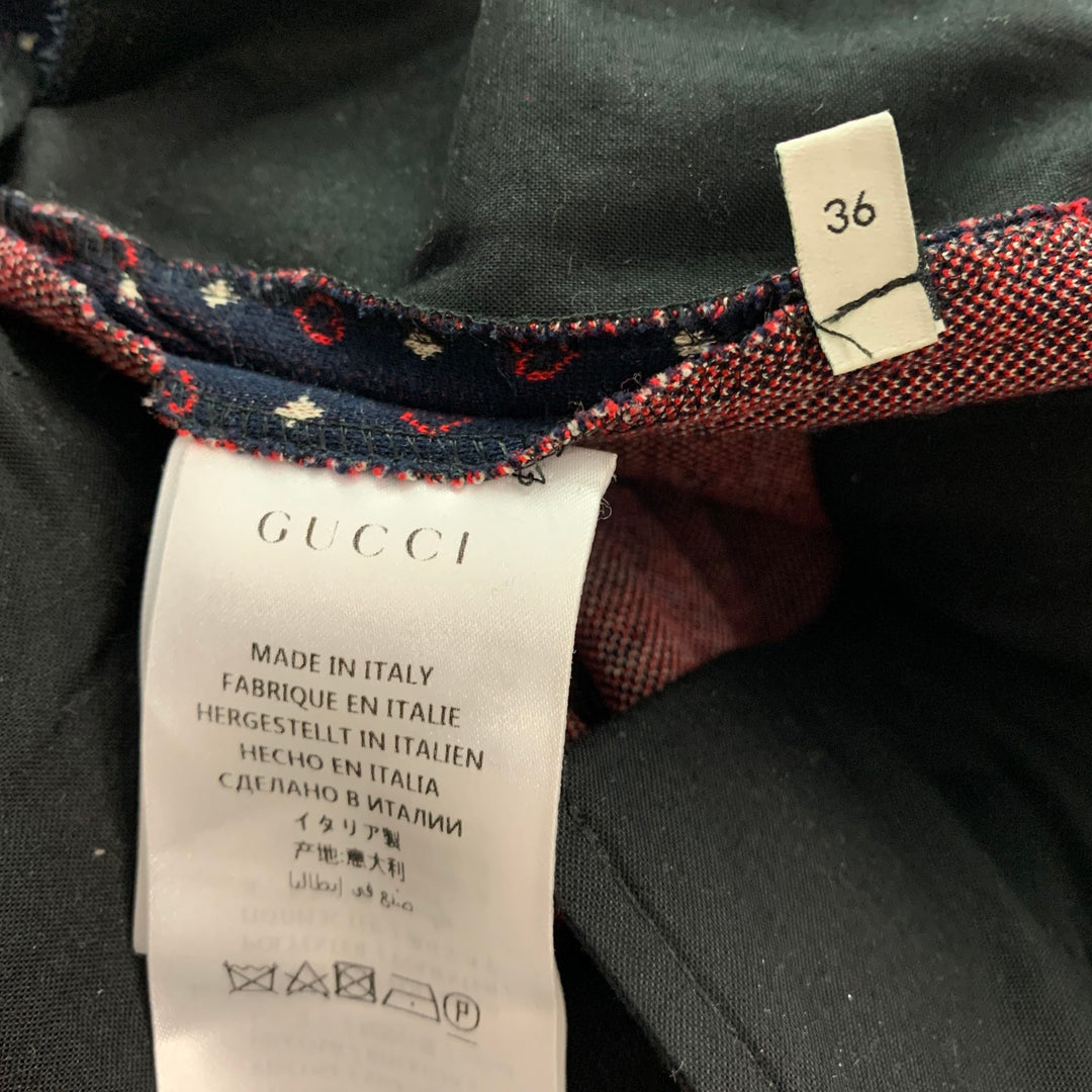 GUCCI Size 0 Navy Red Cotton Heart Narrow Leg Casual Pants