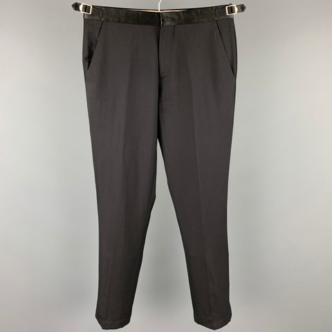 PAUL SMITH Size 30 Black Wool Tuxedo Dress Pants