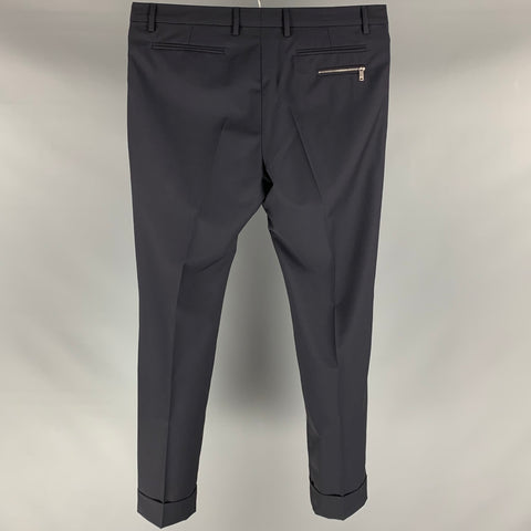 VALENTINO Size 34 Navy Solid Wool Mohair Button Fly Dress Pants