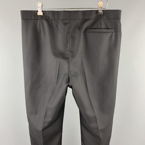 DIOR HOMME Size 34 Black Solid Wool Tuxedo Dress Pants