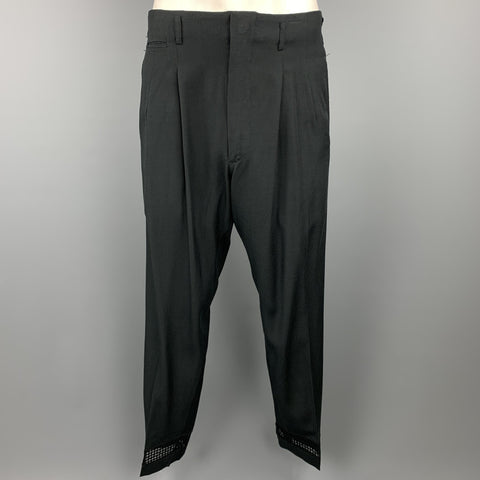 Vintage MATSUDA Size 42 Black Rayon / Wool Notch Lapel Suit
