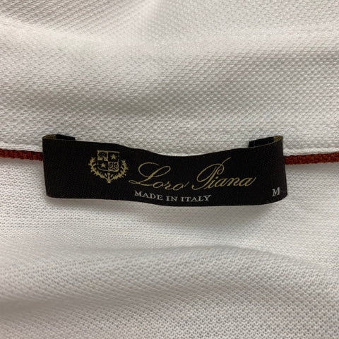 LORO PIANA Size M White Cotton Long Sleeve Polo