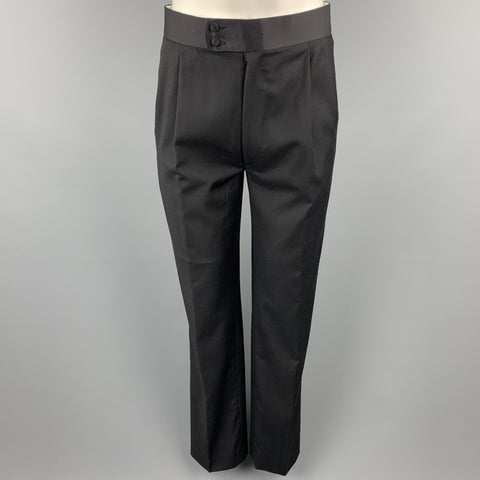BRIONI for WILKES BASHFORD Size 40 Long Black Wool Peak Lapel Tuxedo