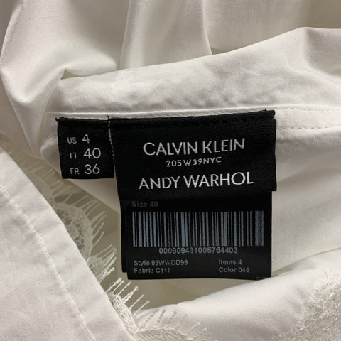 CALVIN KLEIN 205W39NYC x Andy Warhol Taille 4 Robe camisole à imprimé numérique métallisé en coton blanc argenté