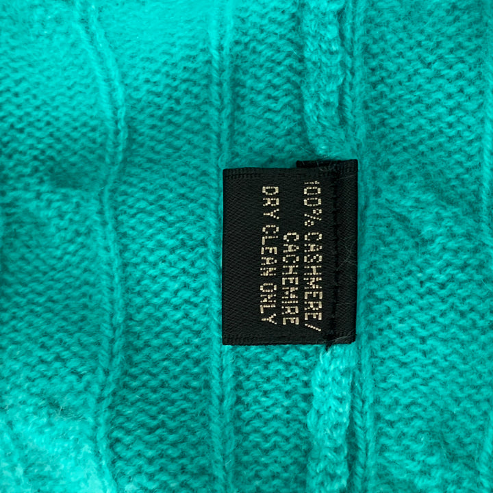 BLACK LABEL RALPH LAUREN Cashmere Cable Knit Size L Aqua Cardigan