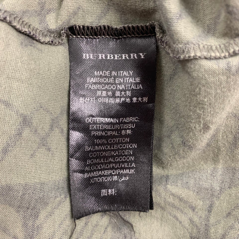 BURBERRY PRORSUM Spring 2013 Size M Olive Green Graphic Cotton Short Sleeve T-shirt