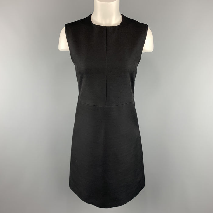 CELINE Size 2 Black Structured Sleeveless A Line Shift Dress