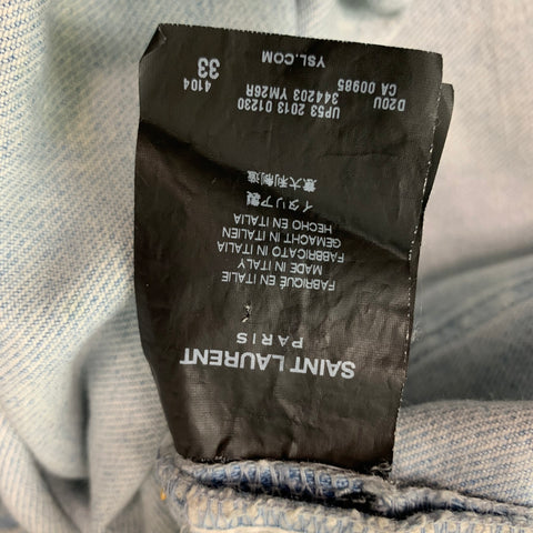 SAINT LAURENT Size 33 Light Blue Cotton Elastane Button Fly Jeans