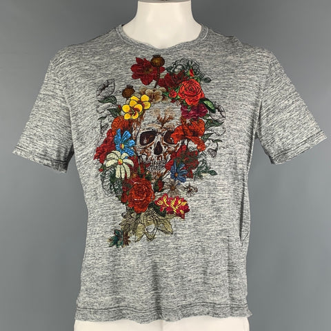 ROBERT GRAHAM Size L Multi-Color Floral Cotton Short Sleeve T-shirt