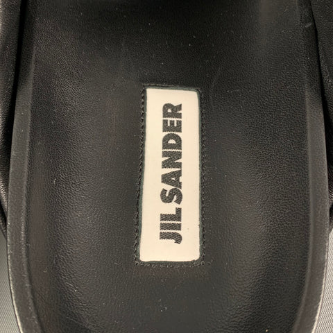 JIL SANDER Size 10 Black Leather Slip On Sandals