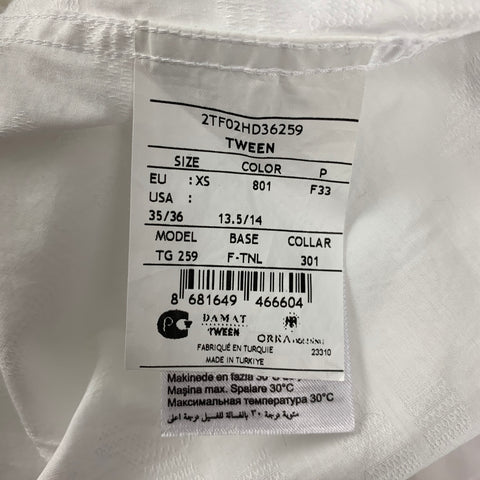 TWEEN Size XS White Textured Cotton Slim Fit Long Sleeve Shirt