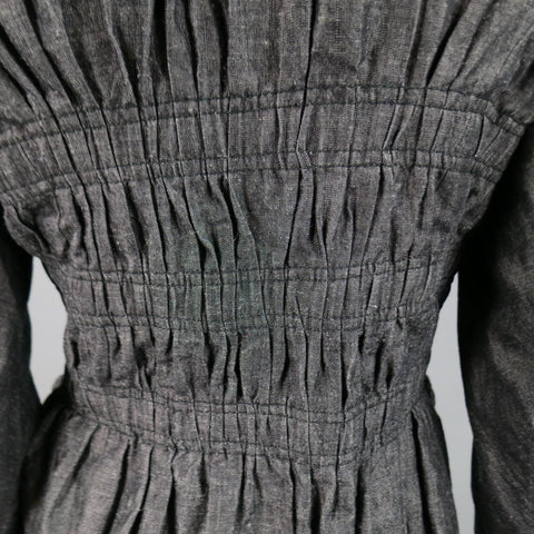 LOUIS VUITTON Taille 6 Veste à manches froncées en coton / ramie marine