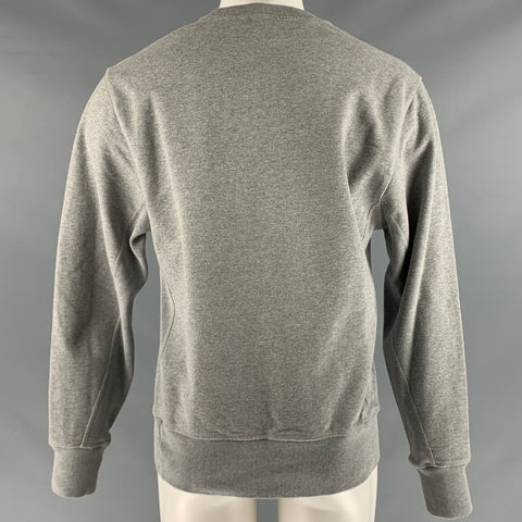 HELMUT LANG Size M Grey Blue Logo Cotton Crew-Neck Sweatshirt