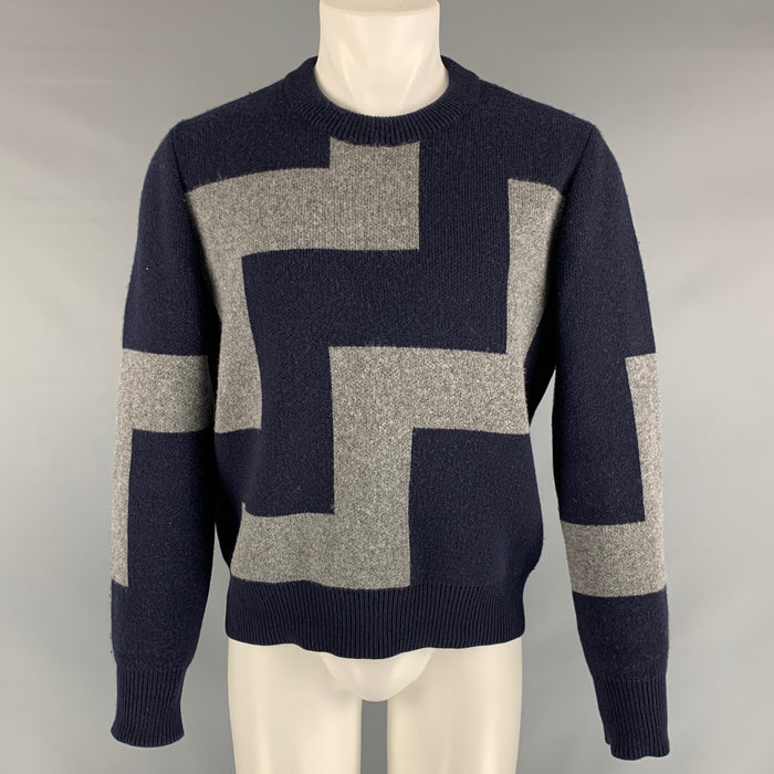 LOUIS VUITTON Talla M Jersey de punto gris marino con cuello redondo