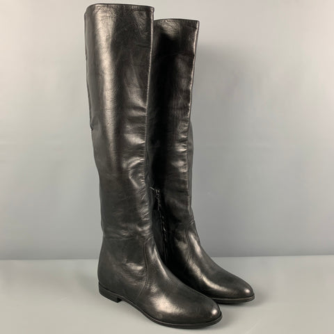 PRADA Talla 7.5 Botas planas negras