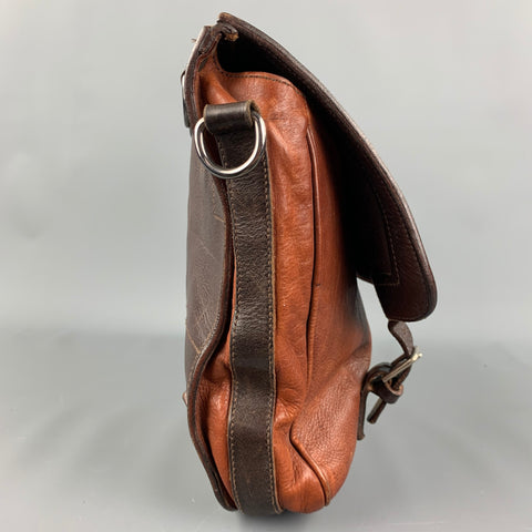 DRIES VAN NOTEN Brown Leather Rectangle Messenger Bag