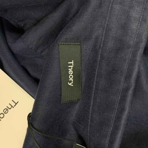 THEORY Size XS Navy Linen Blend Long Sleeve Shirt