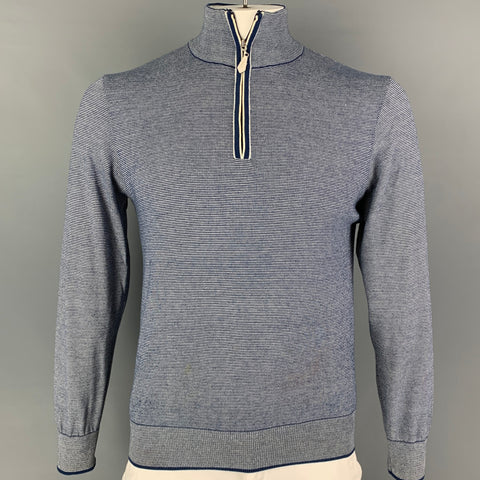 HACKETT LONDON Size S Blue White Stripe Cotton Half Zip Pullover