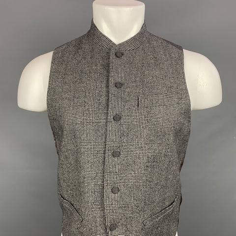 PAUL SMITH Size S Black & White Glenplaid Wool / Cashmere Vest