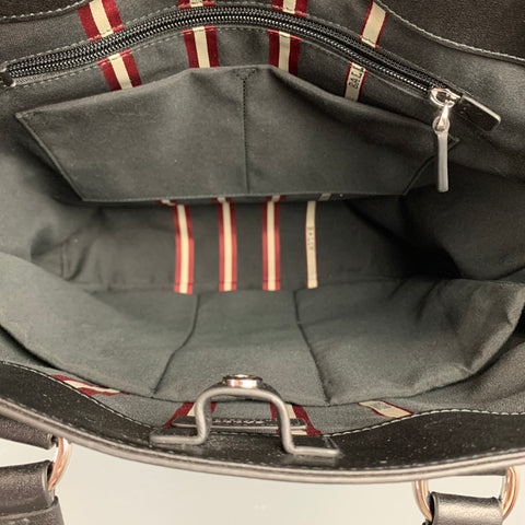 BALLY Black Stripe Leather Rectangle Tote Bag